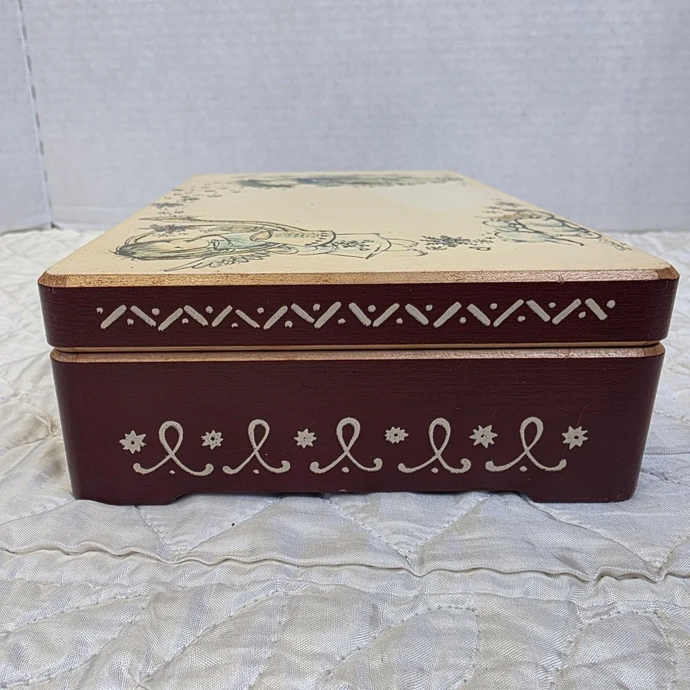 Vintage Reuge Swiss Music Keepsake Box Try To Remember Angel Watering Child Lamb